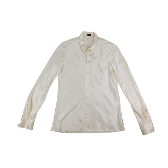 Joseph 100% Silk Satin Button-Down Blouse | Size 42 (US 10) Ivory - Picture 4 of 8